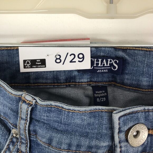 Chaps Mid Rise Crop Kick Jeans New Women's Size 8/29 Stretch Denim Blue - Picture 2 of 9